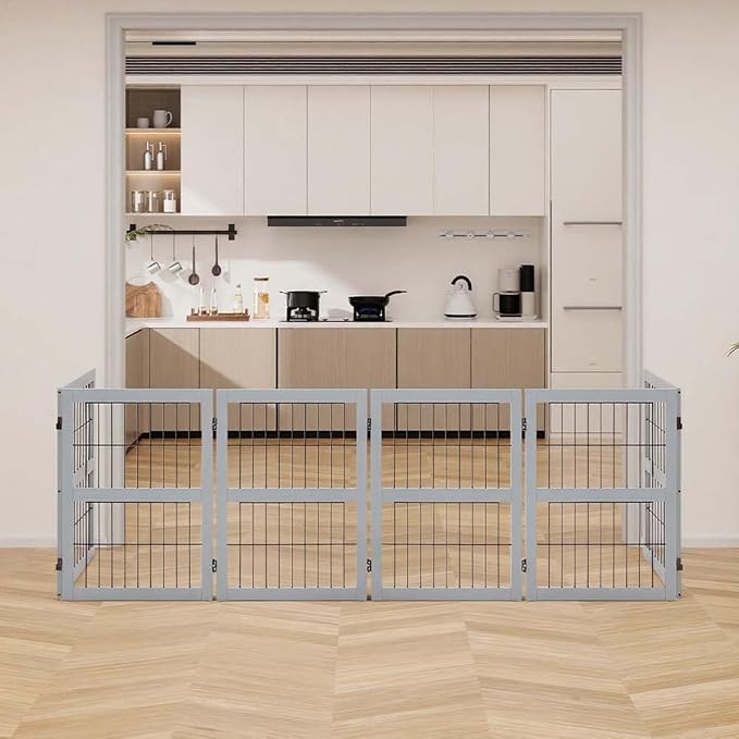 unipaws 132" Extra Wide Dog Gate, 31.5” Height Free Standing Tall Pet Fence - Image 3