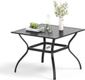 Outdoor Patio Square Dining Table, All Weather Wrought Iron Black Outdoor Table by MIXPATIO