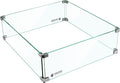 Holy Fire 23.5" L x 23.5" x 6" Square Fire Pit Glass Wind Guard Clear Tempered by HOLYFIRE