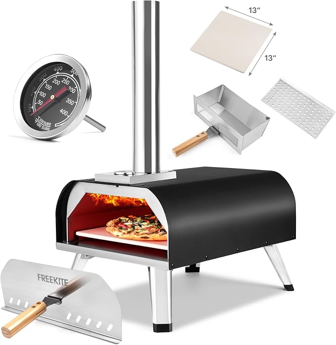 Pizza Oven 13 Inch Outdoor Wood Fired Portable Stainless Steel Pizza Oven by FREEKITE