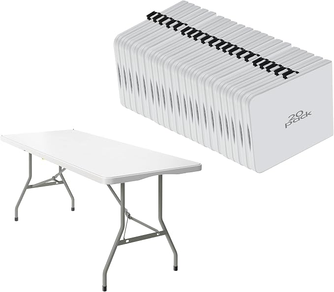 20 Pack of 6 Foot Foldable Table by VISTACASA