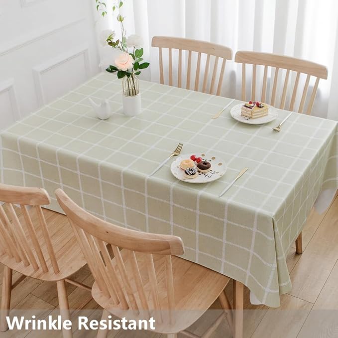 TruDelve Vinyl Tablecloths for Rectangle Tables Sage Green Oilcloth Tablecloth - Image 3