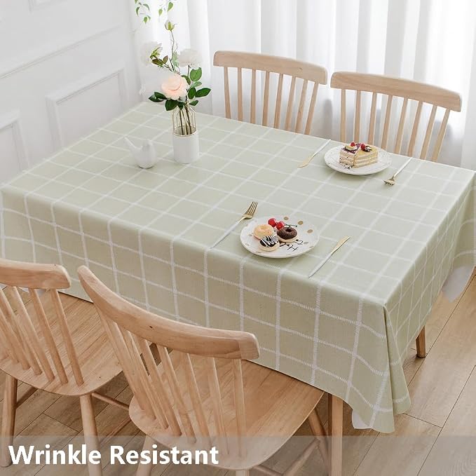 TruDelve Vinyl Table Cloth Sage Green Plastic Table Cover Rectangle Tablecloth - Image 3