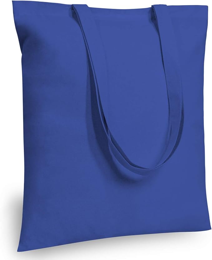 TOPDesign 12-Pack Economical 16"x15" Blue Cotton Tote Bag, Lightweight Medium by TOPDesign