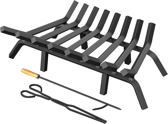 Fireplace Grate 24 Inch with 8 Support Legs, Solid Steel Heavy Duty Fireplace by Jusgym