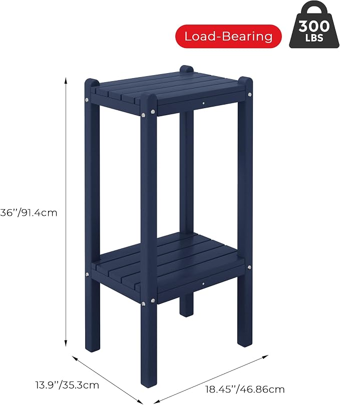 Costaelm Outdoor Side Table, 2-Tier Small Patio Coffee Tables - Image 3