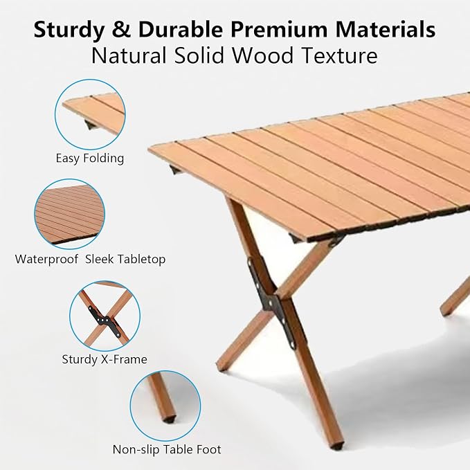 Folding Camping Table, 48Inch Lightweight Roll-Up Table Aluminum Low Portable - Image 3
