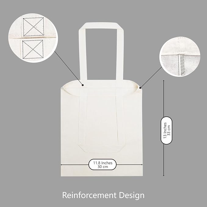 TOPDesign 20-Pack Economical 11.8"x13" Cotton Tote Bags, Lightweight Small - Image 5