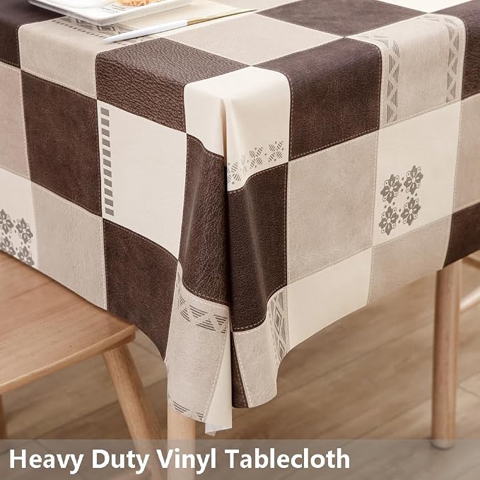 TruDelve Heavy Duty Vinyl Table Cloth Plastic Table Cloth Waterproof Wipeable - Image 2