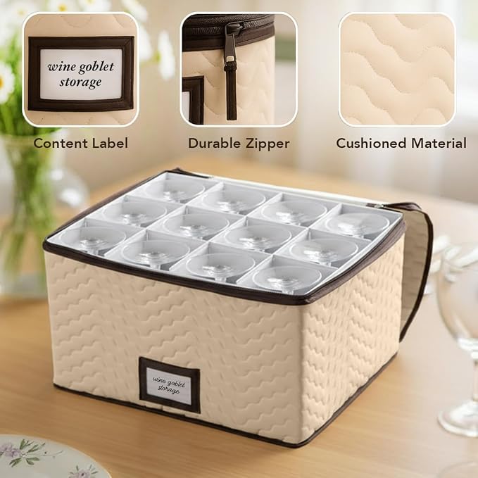 Wine Glass Storage Box with Dividers - Image 4