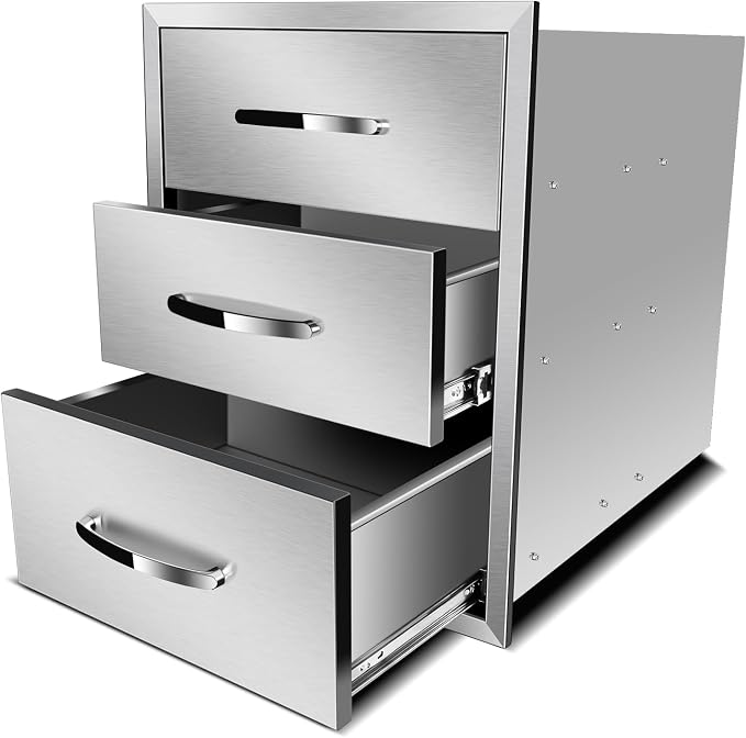 Outdoor Kitchen Drawers, Box Frame Style Flush Mount BBQ Drawer w/Stainless by OLIPIC