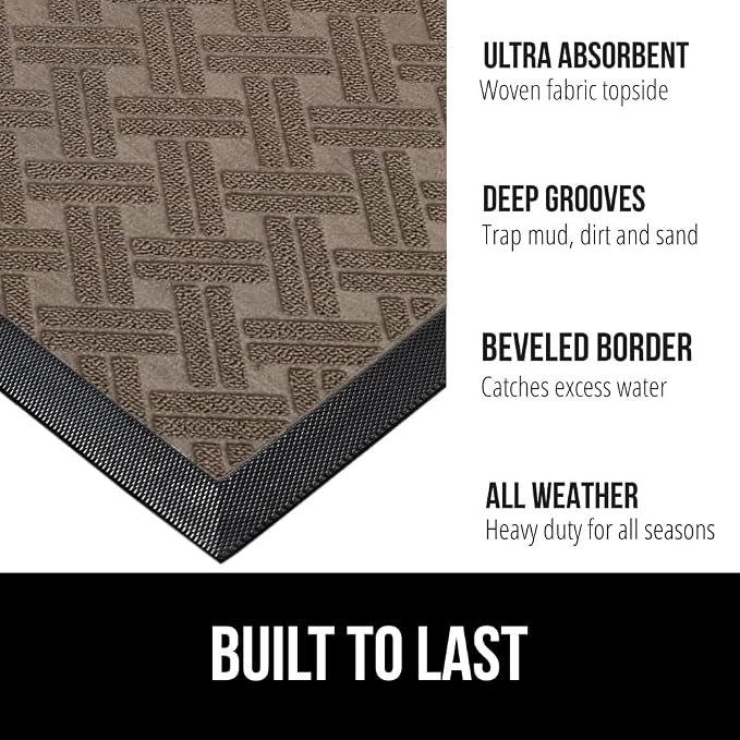 GORILLA GRIP 100% Waterproof All-Season WeatherMax Doormat 35x23, US Designed - Image 3
