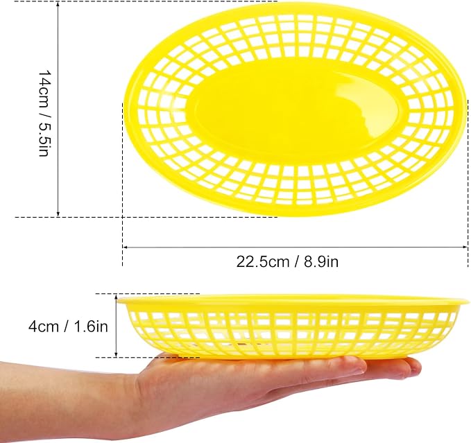 80 Pcs 9 x 5.7 Inch Reusable Oval Fast Food Baskets, Sturdy Plastic Serving - Image 2