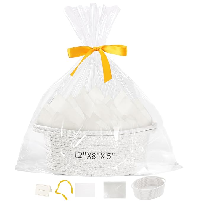 Baskets for Gifts Empty with Bag Card Ribbon Tissue Paper Small Woven Basket by woric
