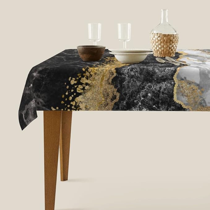 Worltoldb Marble Print Tablecloths Polyester Table Cloth - Image 2