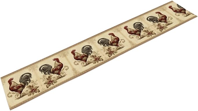 Farmhouse Rooster Table Runner, Vintage Rooster Retro Farmhouse Country Chicken - Image 6