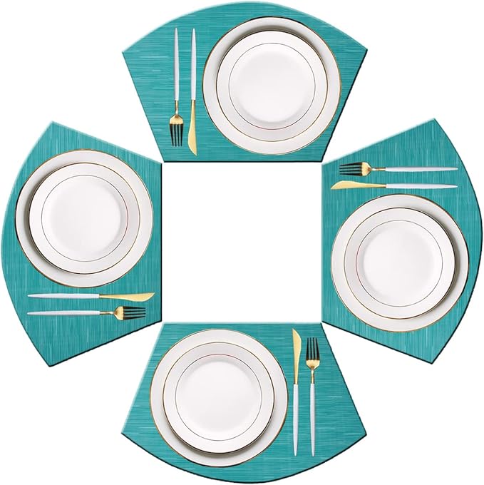 PIGCHCY Wedge Shaped Placemats for Dining Table Cross-Weave Washable Vinyl by PIGCHCY