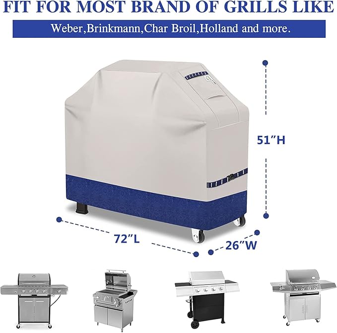 Grill Cover 600D Heavy Duty, Universal Fit Waterproof BBQ Grill Protector - Image 2