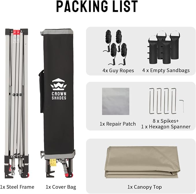 CROWN SHADES 10x10 Pop Up Canopy, Patented Center Lock One Push Tent Canopy - Image 7