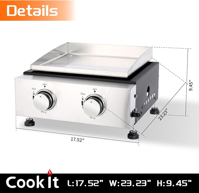 2-Burner Portable Tabletop Gas Griddle Grill - Image 2