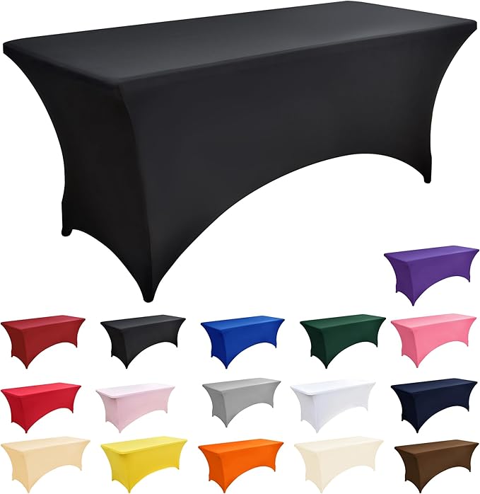 2-Pack 4ft Black Spandex Table Covers - Image 3