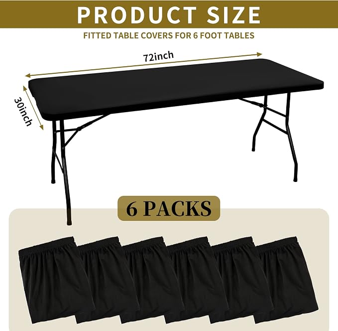 6 Pack Stretch Fabric Table Top Cap Cover, fits 6' Tables, Spandex Table Covers - Image 2