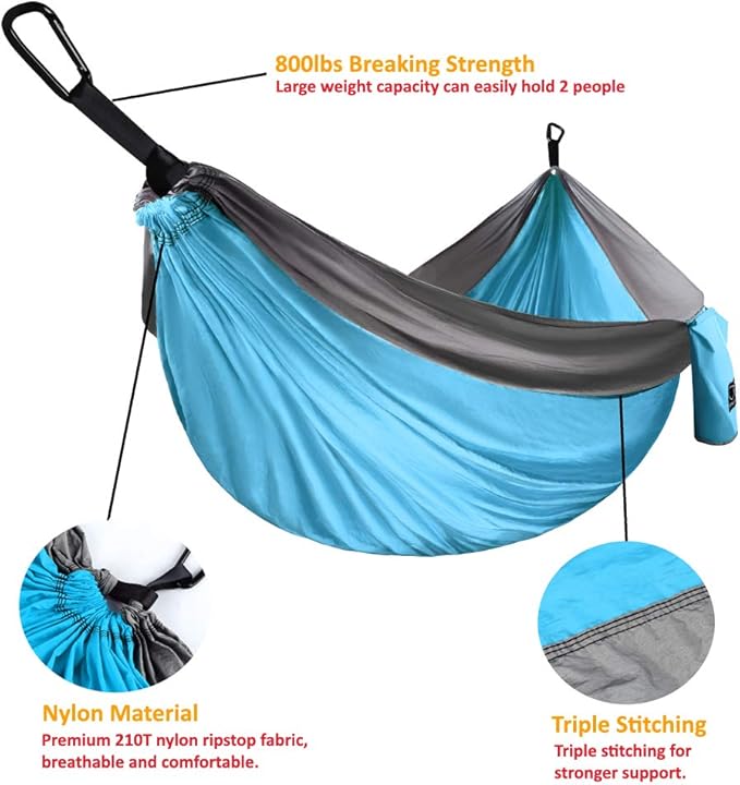 Hammocks, Extra Large Double for Two, Sky Blue and Gray