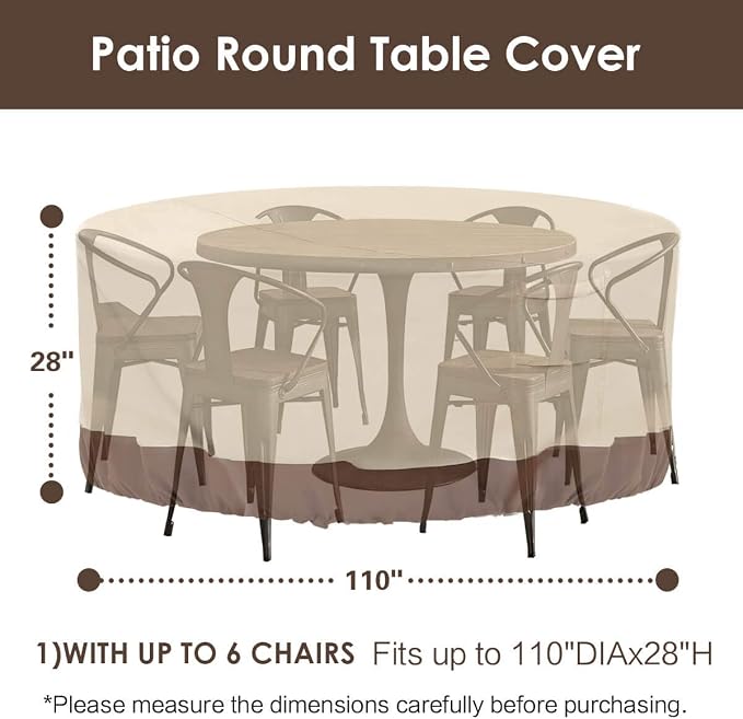 Vailge Round Patio Furniture Covers, 100% Waterproof Outdoor Table Chair Set - Image 2