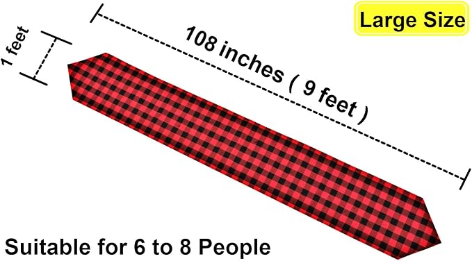 3 Pack 12"x108" Buffalo Check Table Runners Red and Black Plaid Table Runner - Image 3
