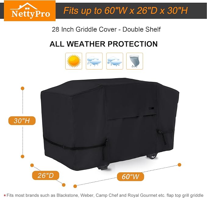 NettyPro Griddle Cover for Blackstone 28 inch Griddle, Waterproof UV Resistant - Image 6
