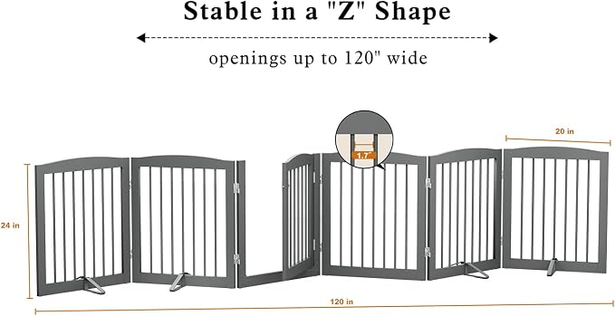 Freestanding Pet Gates with Walk Through Door, Dog Indoor Fence, Dog Gate - Image 6
