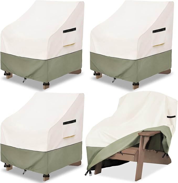 Outdoor Chair Covers 4 Pack 30 W x 34 D x 36 H inches, 600D Heavy Duty by Owlcover