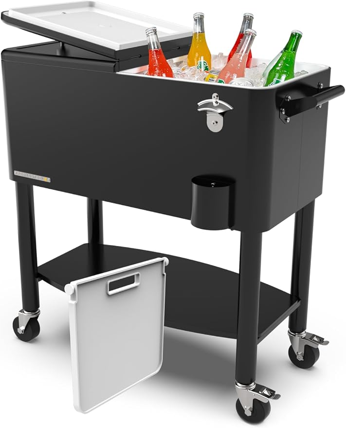 Permasteel 80 Quart Party Cooler, Rolling Ice Chest by Permasteel