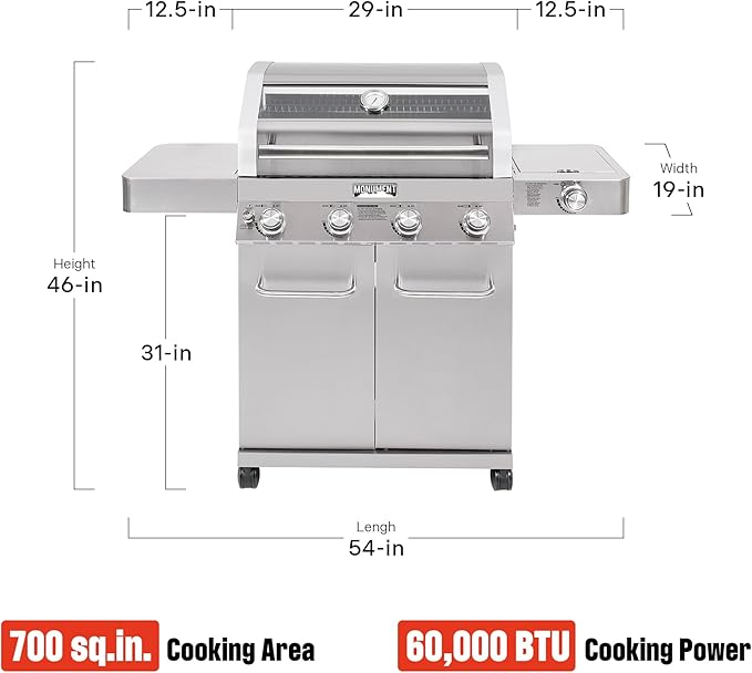Monument Grills Larger Convertible 4-Burner Natural Gas Grill Stainless Steel - Image 5