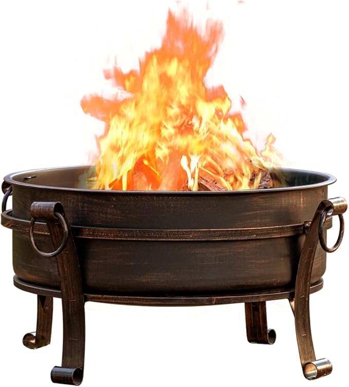 36 Inch Fire Pit with Grill & Lid, Fireplace & Round Table & BBQ 3 in 1 Fire Pit by Unknown
