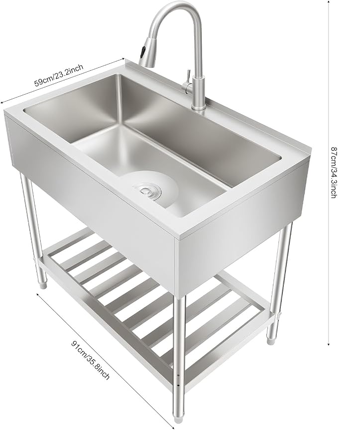 LOYALHEARTDY Stainless Steel Utility Sink 35.8" - Image 9