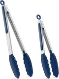 HOTEC Premium 7 & 9 Inch Kitchen Tongs, Stainless Steel Locking Cooking Tongs by Hotec