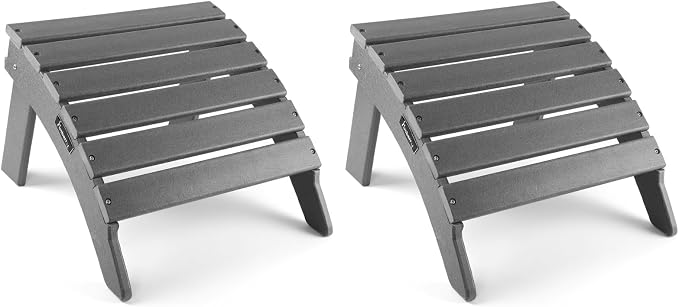FUNBERRY Folding Adirondack Ottoman Set of 2, HDPE All Weather Outdoor Foot Rest by FUNBERRY