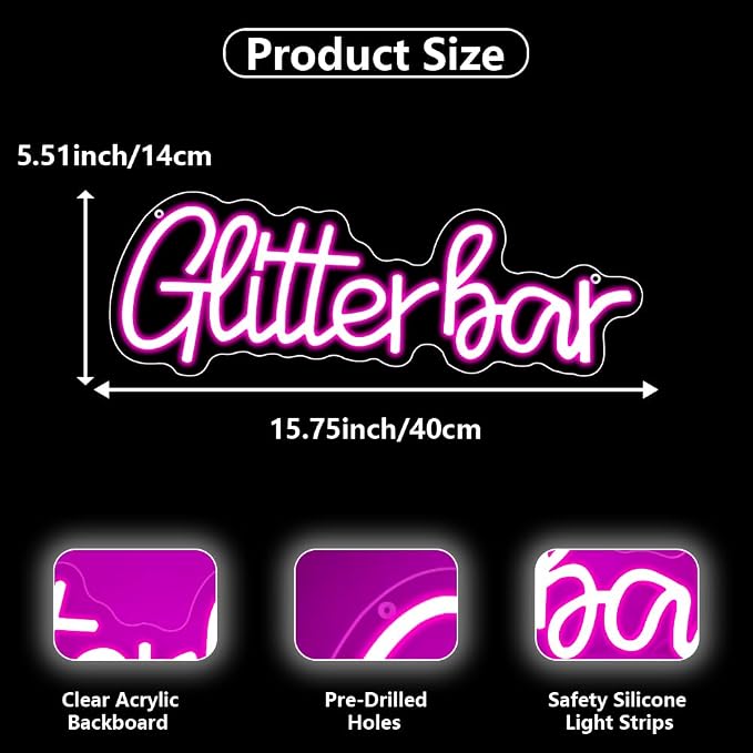 Glitter Bar Neon Sign, Bar Signs - Image 7