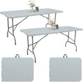 Fivenl 2 Pack 6 FT Folding Tables Grey Foldable Table, Fold-in-Half by Fivenl