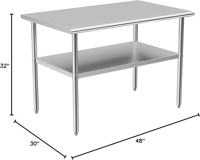 Stainless Steel Table for Prep & Work, 30x48 Inches, NSF Metal Commercial Heavy - Image 3