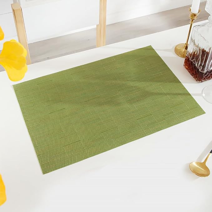 PIGCHCY Placemats, Washable Durable Vinyl Woven Table Mats, Elegant Heat - Image 4