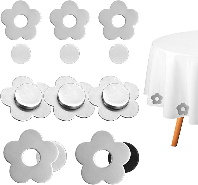8 Pcs Magnetic Weights for Tablecloths, Stainless Steel Pendants Flower Shaped by Unknown