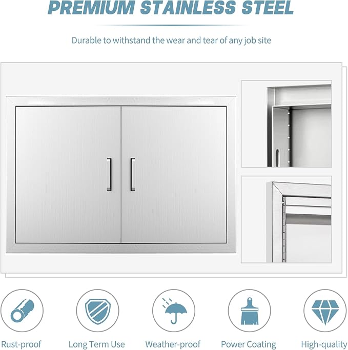 Outdoor Kitchen Door, Stainless Steel BBQ Double Door, Available - Image 4