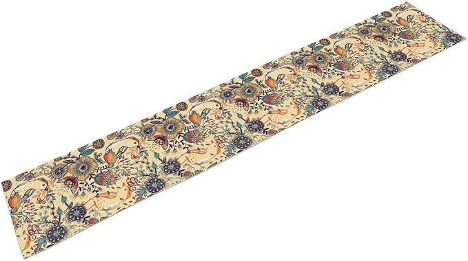 Beige Paisley Table Runner, Rustic Damask Antique Floral Flower Retro Boho - Image 6