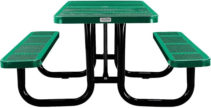 Global Industrial 72" Rectangular Picnic Table, Perforated Metal, Thermoplastic - Image 3