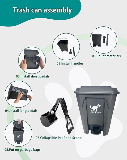 Large Dog Poop Trash Can Outdoor 20L / 5.3 Gallon - Image 8