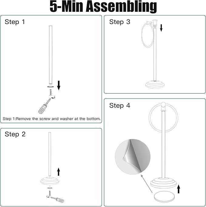 Hoimpro 17 Inch Stand Hand Towel Holder Towel Bar Towel Hanging Ring, Free - Image 8