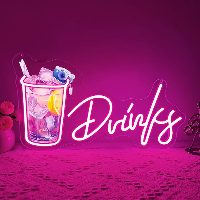 Drinks Neon Signs for Wall Decor, Cool Cocktail Glass LED Sign Art Wall Lights - Image 3
