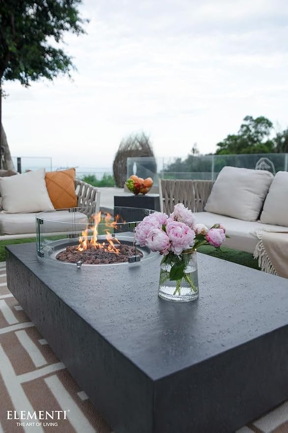Elementi | Bundle Metropolis Gas Fire Pit Cast Concrete 56" Rectangular Fire - Image 4